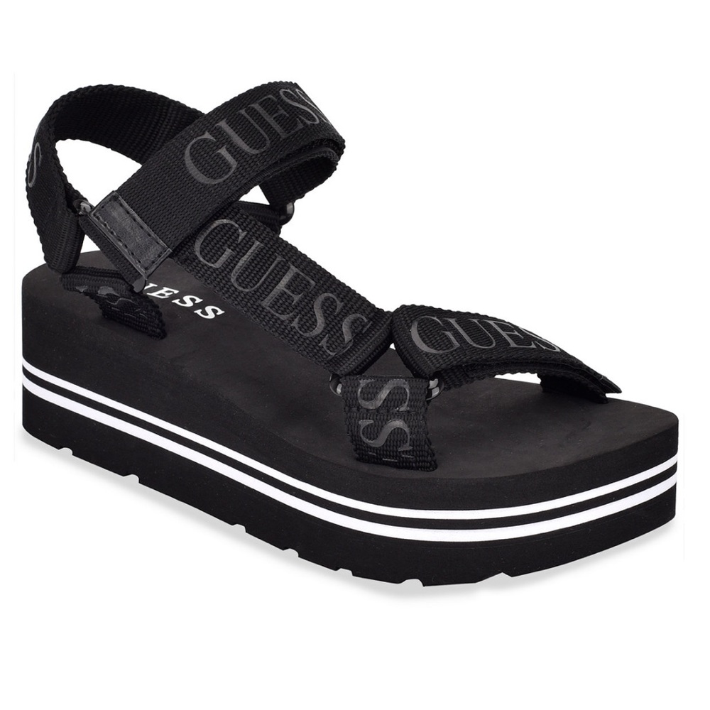 Guess Avin Flatform Beach Sandal, Size 7, Black